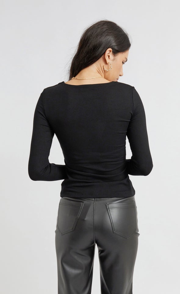Jersey Cut-Out Top Black