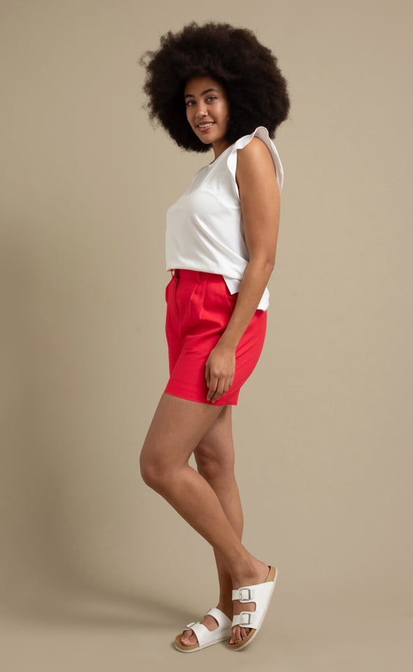 Jersey Frill Sleeve Top White