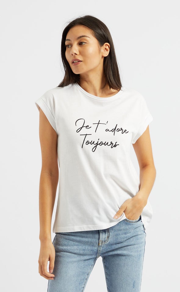 Jersey Je T'adore Print Tee