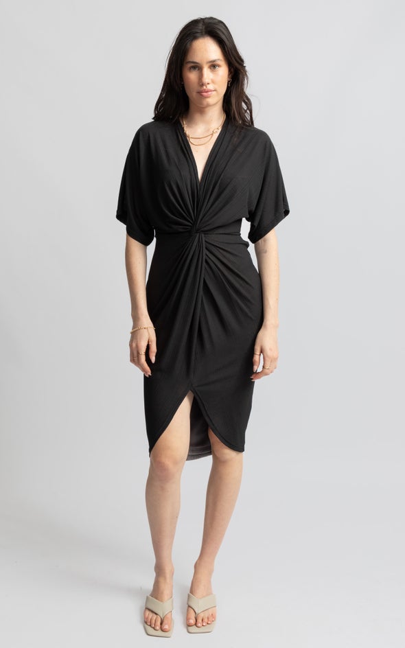 Jersey Kimono Sleeve Dress Black