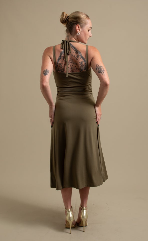 Jersey Midi Dress Khaki