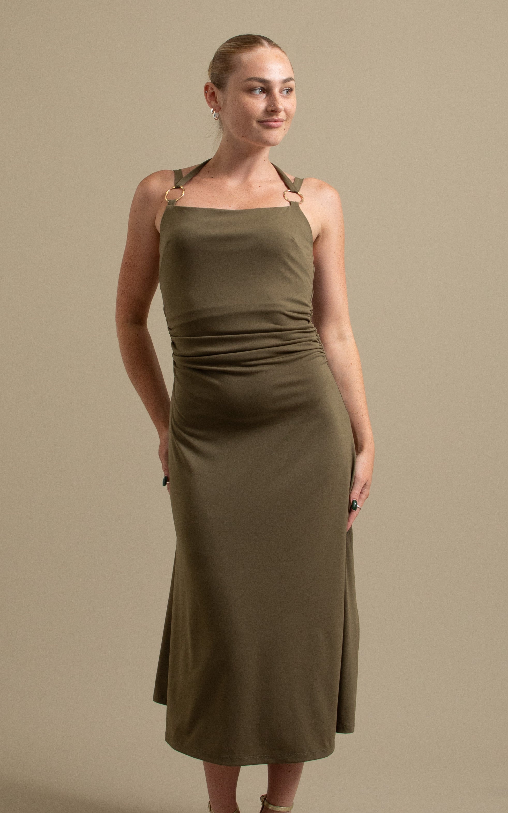 slim fit dress slacks BABY PLEASE MINI DRESS IN GOLD – AKIRA main image 0