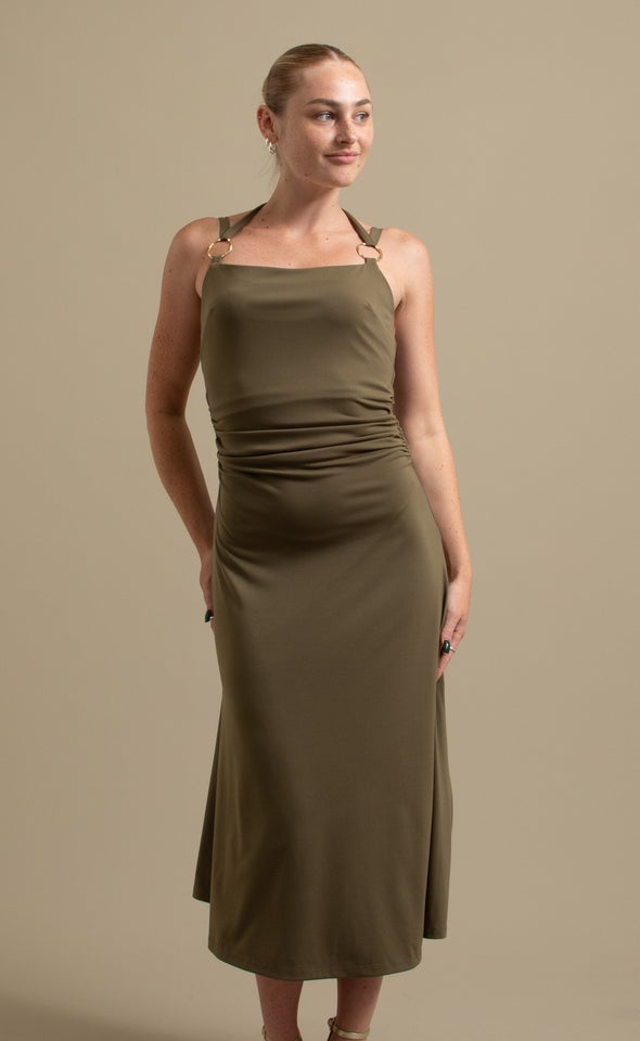 Jersey Midi Dress Khaki