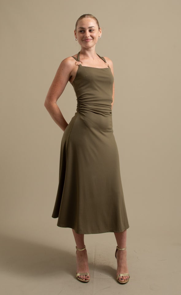 Jersey Midi Dress Khaki