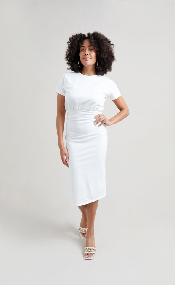 Jersey Midi Dress Spring White