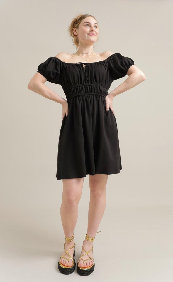 Jersey Off The Shoulder Dress Black