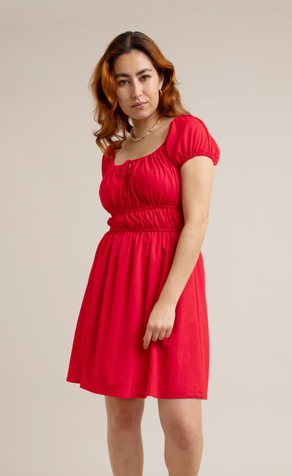 Jersey Off The Shoulder Dress Red