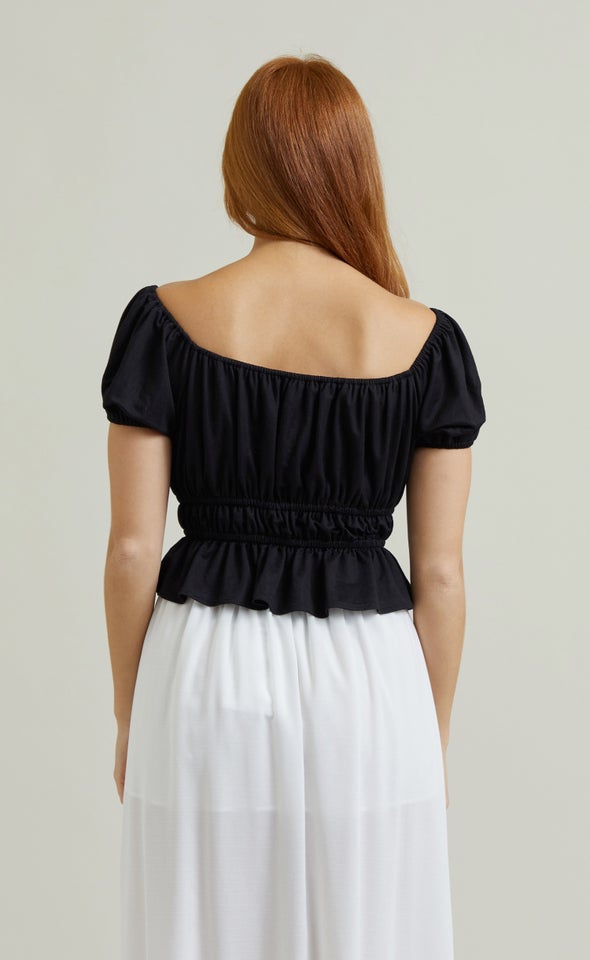 Jersey Off The Shoulder Top Black