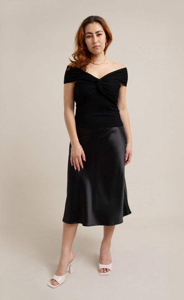 Jersey Off The Shoulder Top Black
