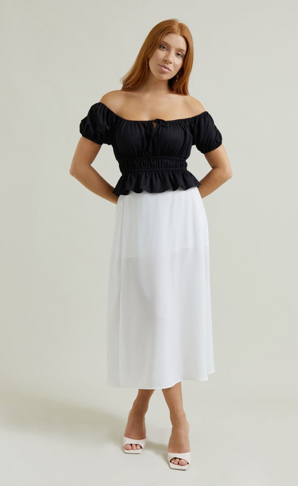 Jersey Off The Shoulder Top Black