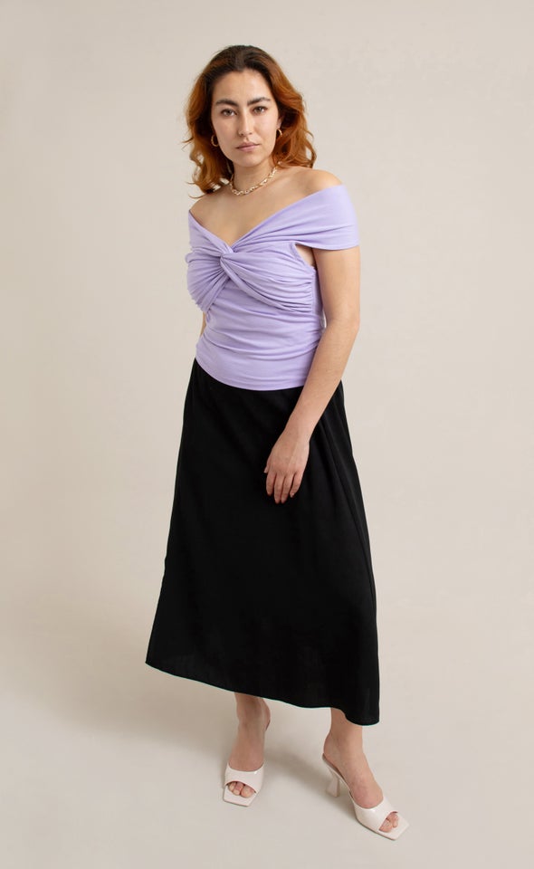 Jersey Off The Shoulder Top Lilac