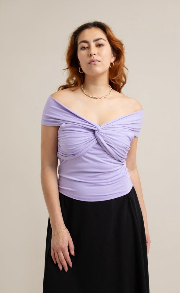 Jersey Off The Shoulder Top Lilac