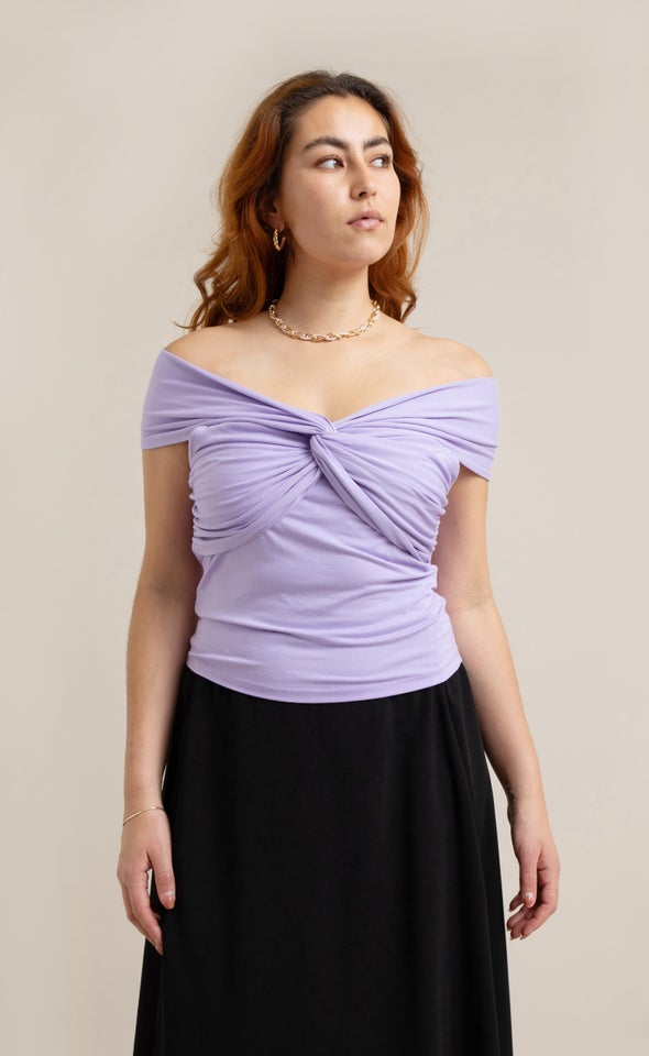 Jersey Off The Shoulder Top Lilac