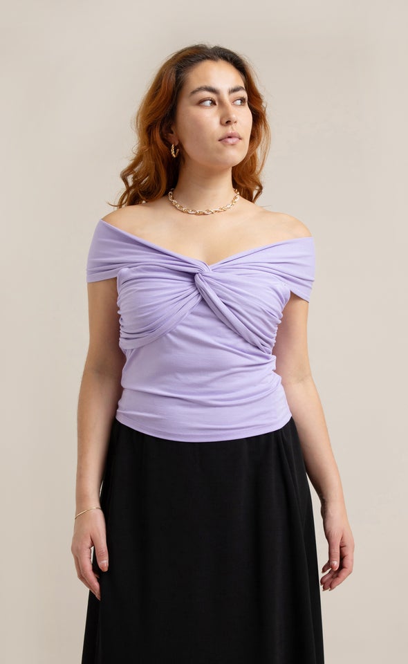 Jersey Off The Shoulder Top Lilac