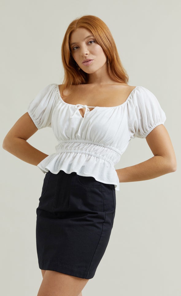 Jersey Off The Shoulder Top White