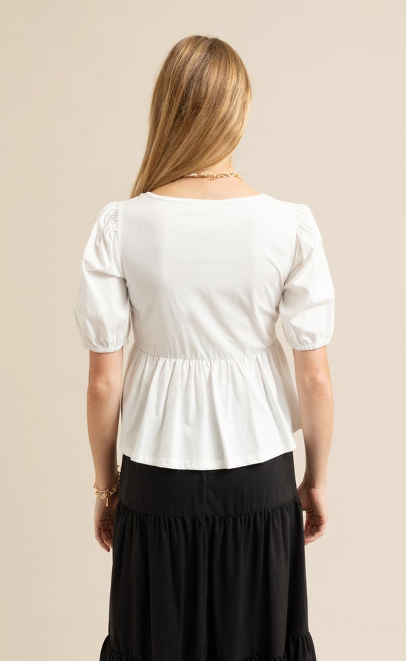 Jersey Peplum Top White