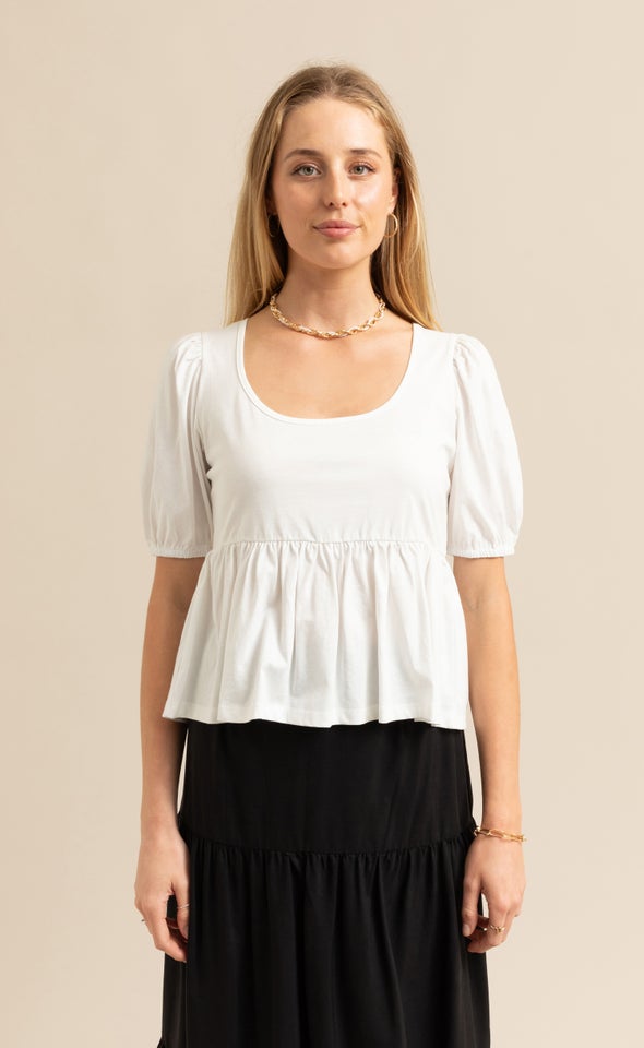 Jersey Peplum Top White