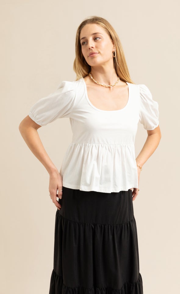 Jersey Peplum Top White