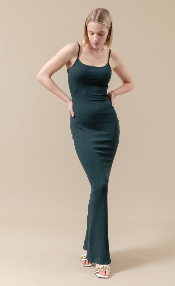 Jersey Plain Slip Maxi Emerald
