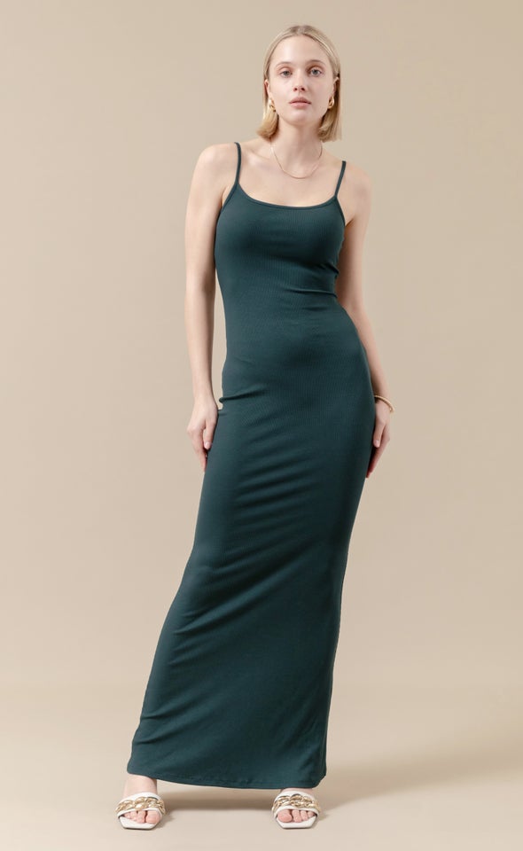 Jersey Plain Slip Maxi Emerald