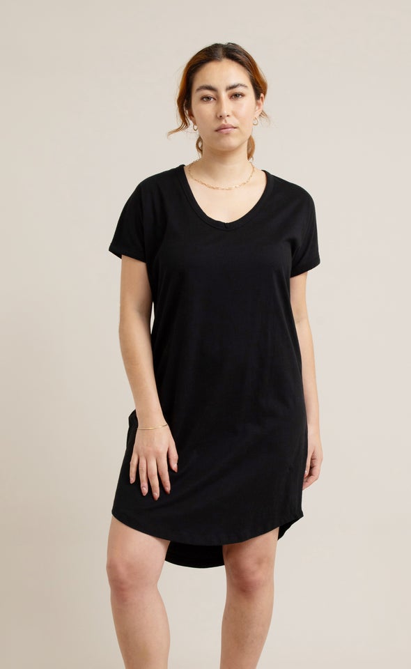 Jersey Plain T-Shirt Dress Black