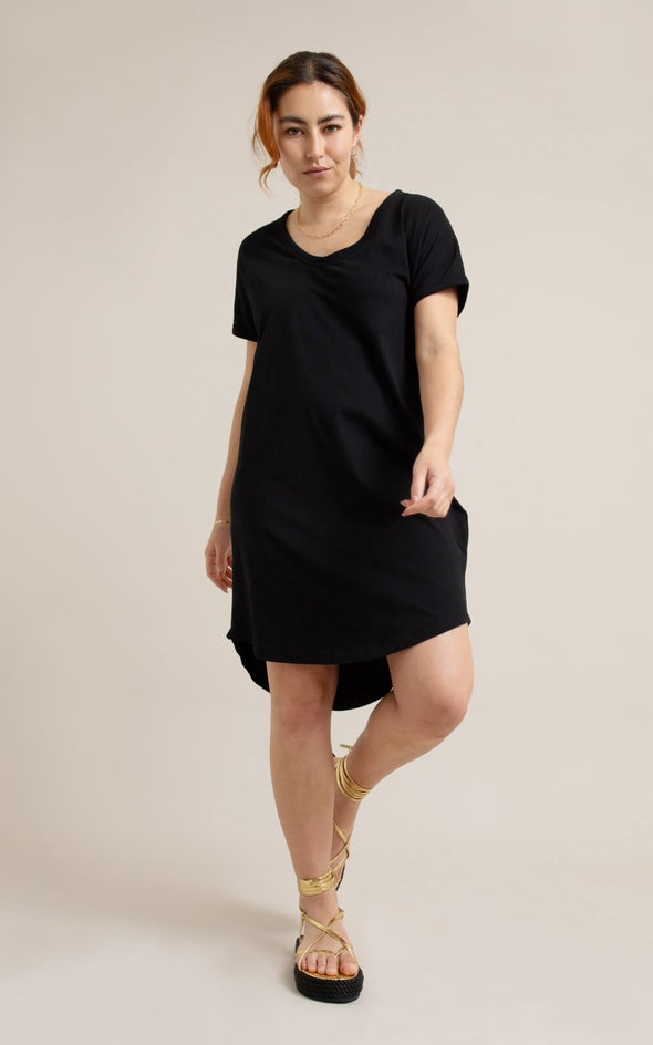 Jersey Plain T-Shirt Dress Black