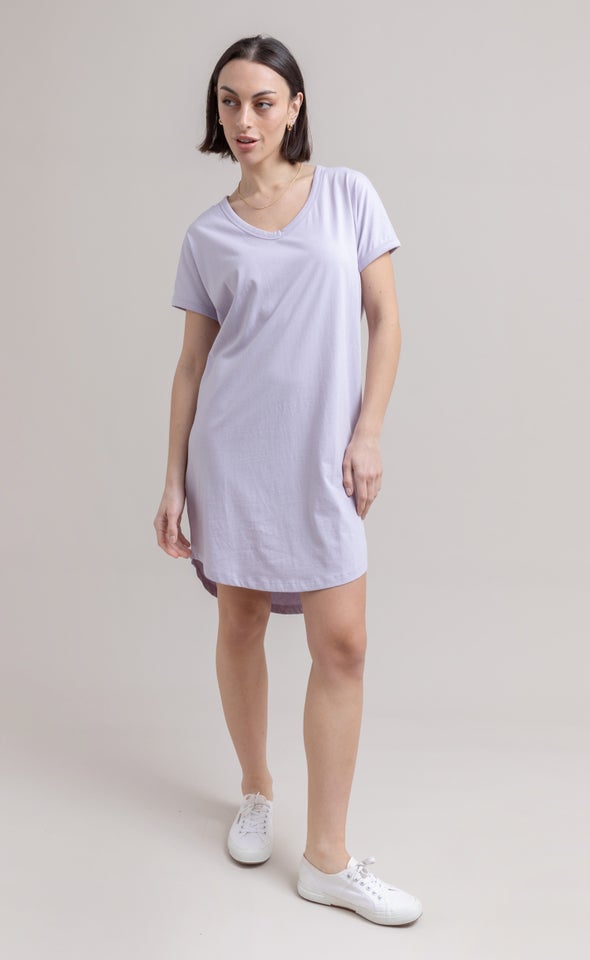 Jersey Plain T-Shirt Dress Lilac