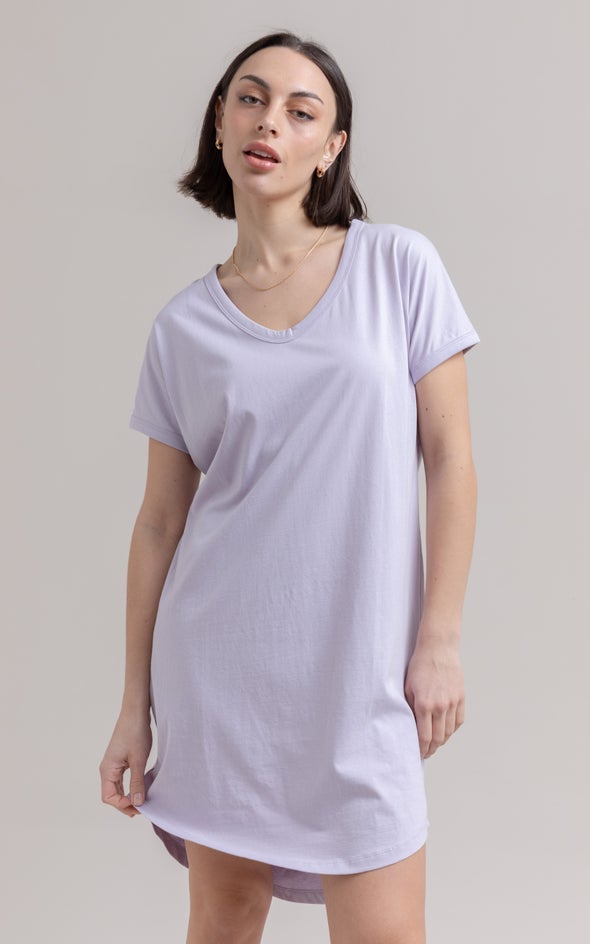 Jersey Plain T-Shirt Dress Lilac