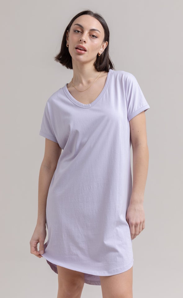 Jersey Plain T-Shirt Dress Lilac