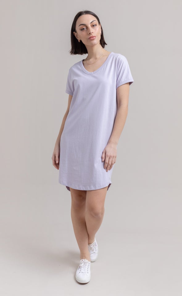 Jersey Plain T-Shirt Dress Lilac