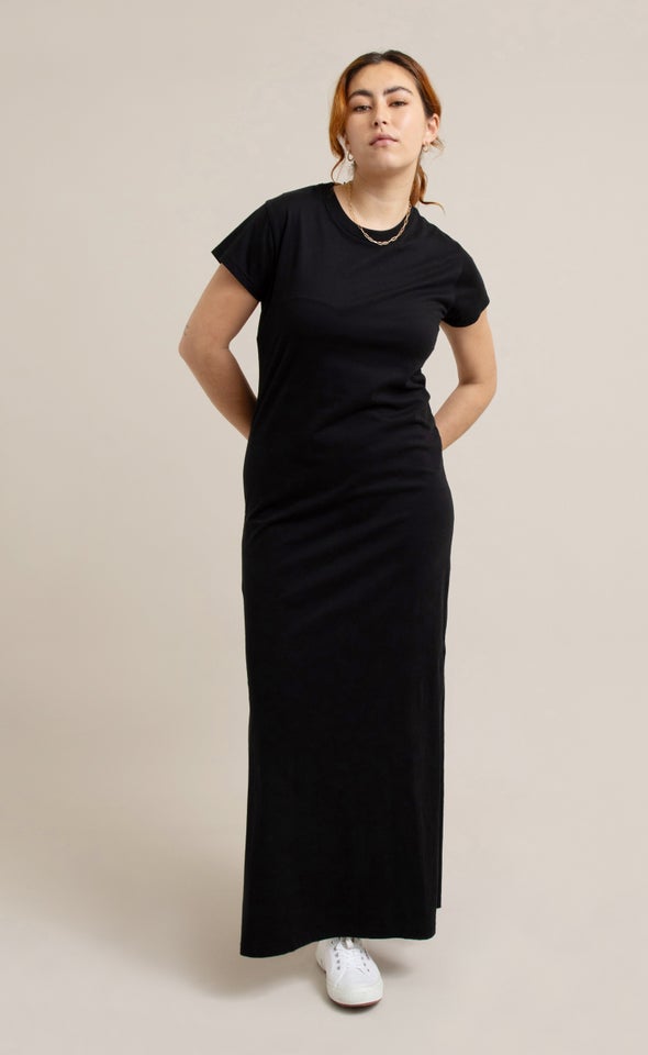 Jersey Plain T-Shirt Maxi Black