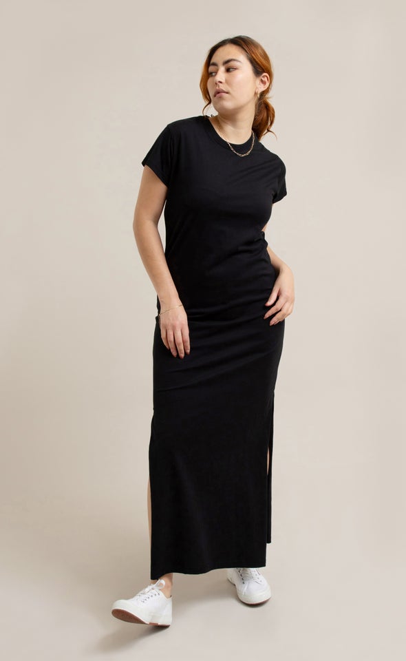 Jersey Plain T-Shirt Maxi Black