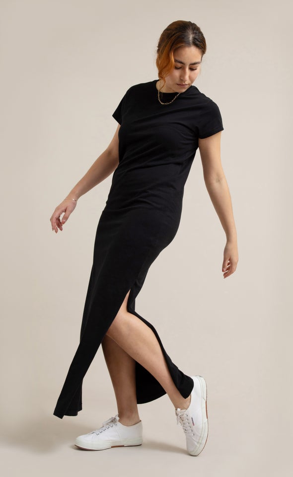 Jersey Plain T-Shirt Maxi Black
