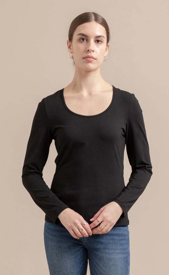Jersey Plain Top Black