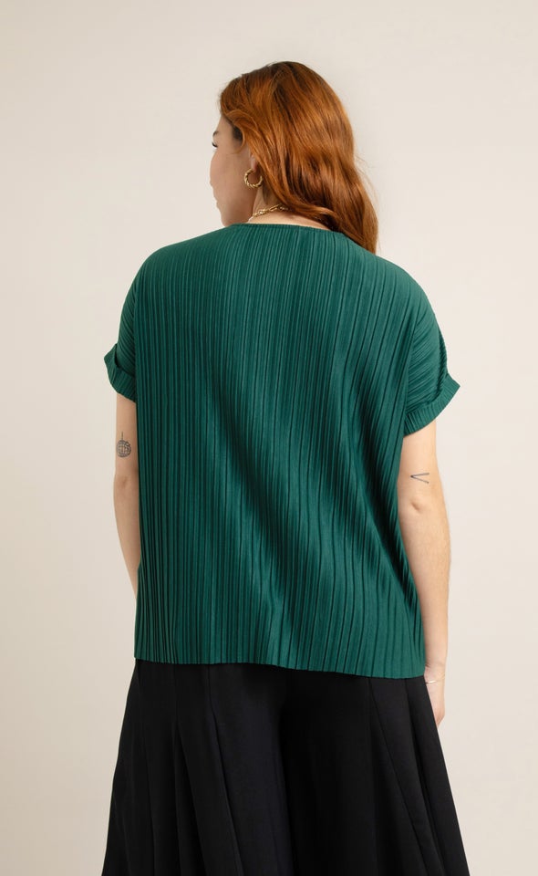 Jersey Pleated SS Top Emerald