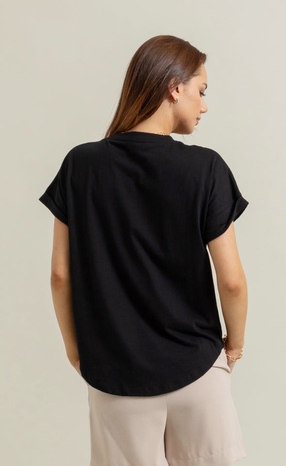 Jersey Print T-Shirt Black/champs-elysees