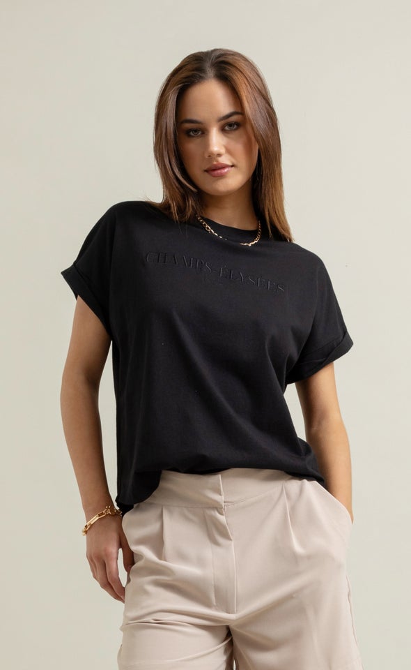 Jersey Print T-Shirt Black/champs-elysees