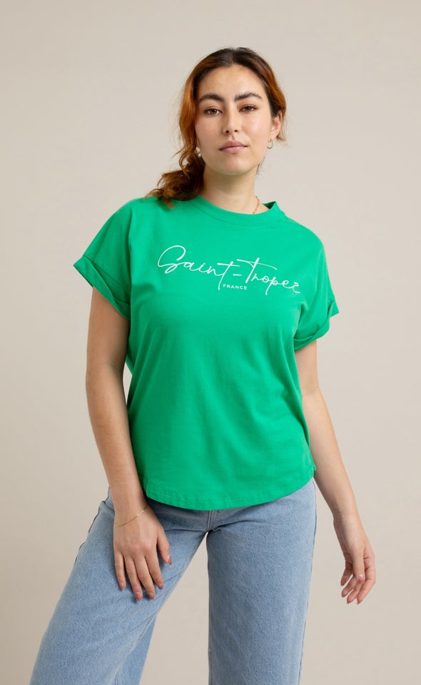 Jersey Print T-Shirt Green/saint-tropez