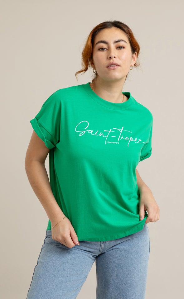 Jersey Print T-Shirt Green/saint-tropez