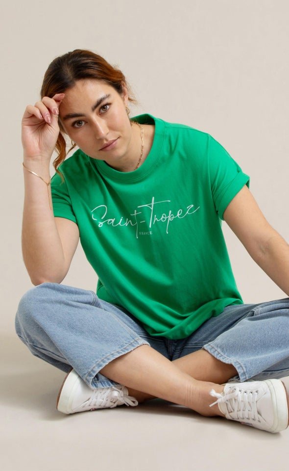 Jersey Print T-Shirt Green/saint-tropez