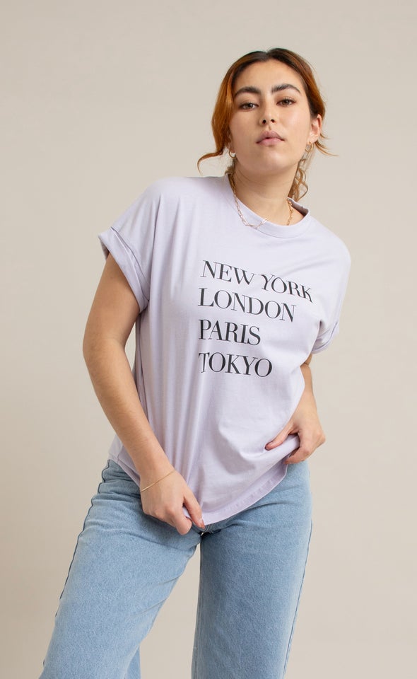 Jersey Print T-Shirt Lilac/cities