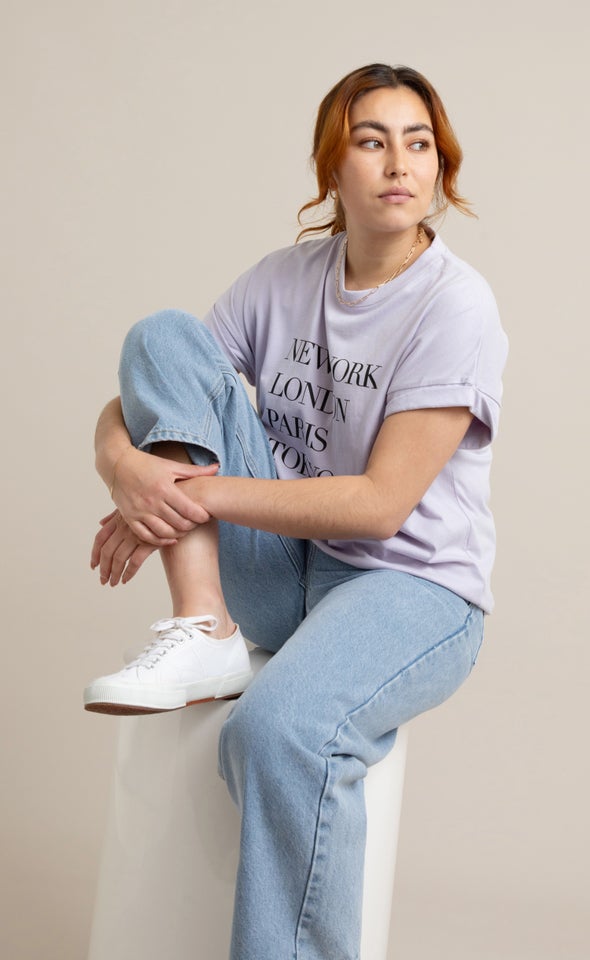 Jersey Print T-Shirt Lilac/cities