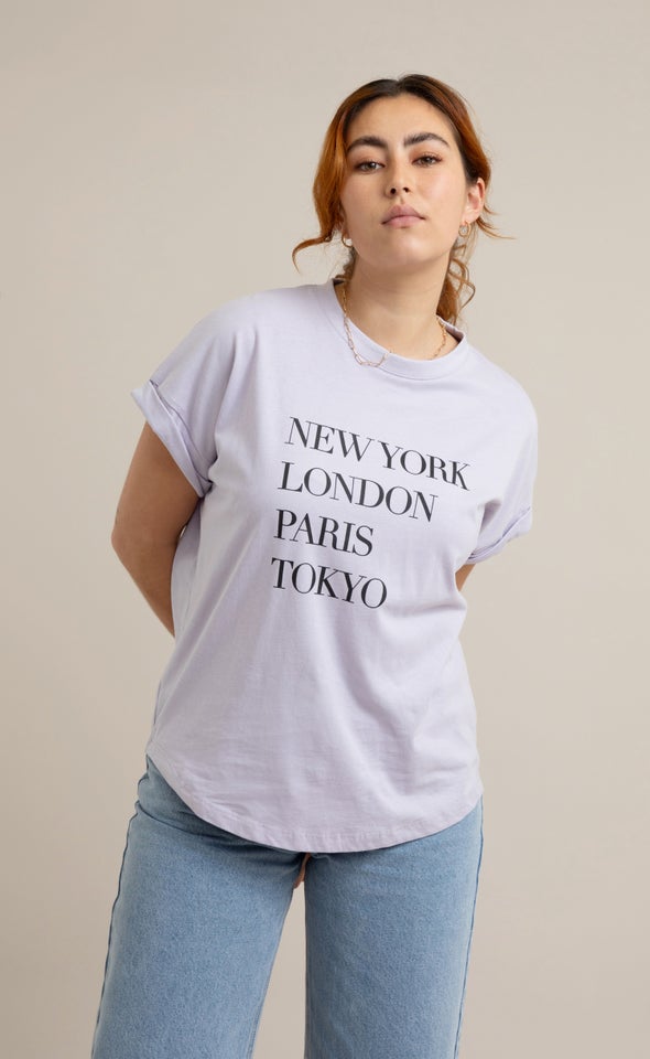 Jersey Print T-Shirt Lilac/cities