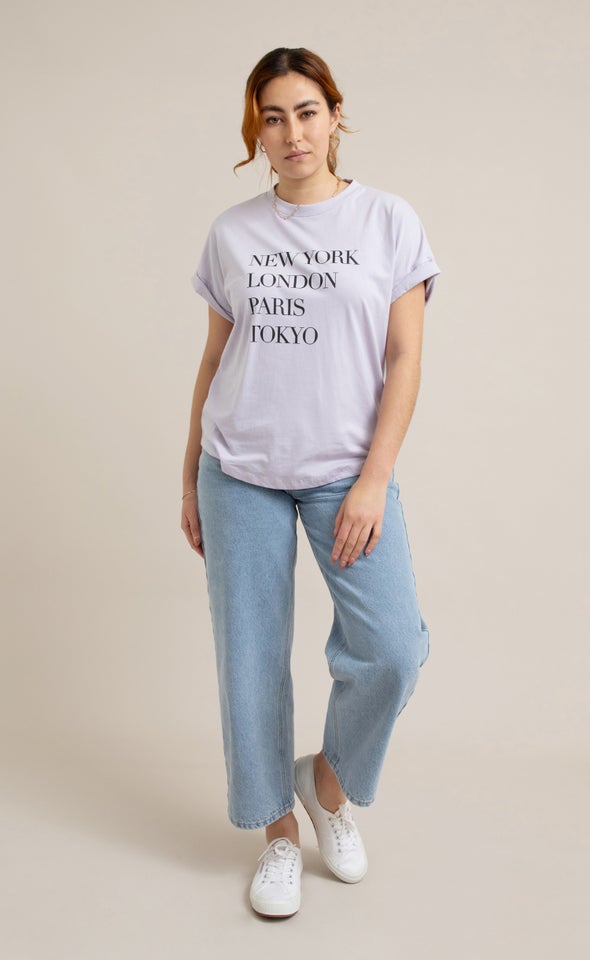 Jersey Print T-Shirt Lilac/cities