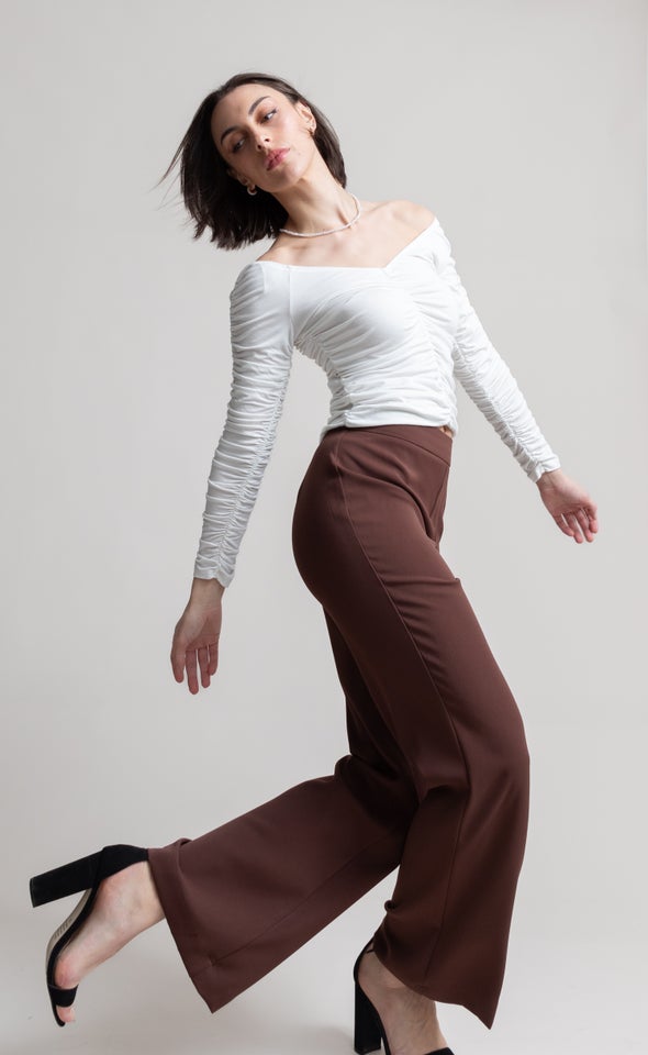 Jersey Ruched Bardot Top Spring White
