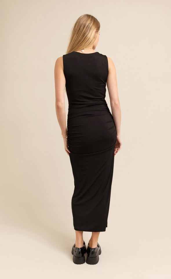 Jersey Ruched Maxi Black