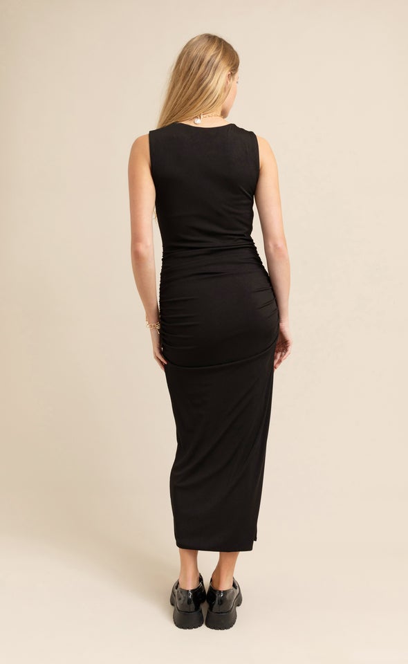 Jersey Ruched Maxi Black