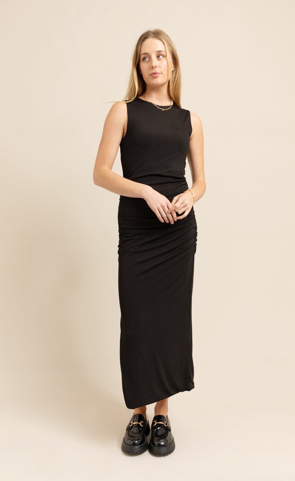 Jersey Ruched Maxi Black
