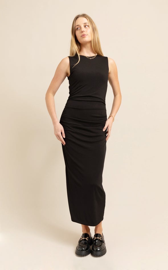 Jersey Ruched Maxi Black