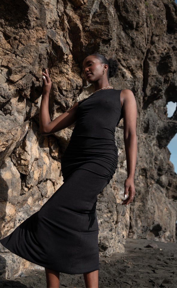 Jersey Ruched Maxi Black